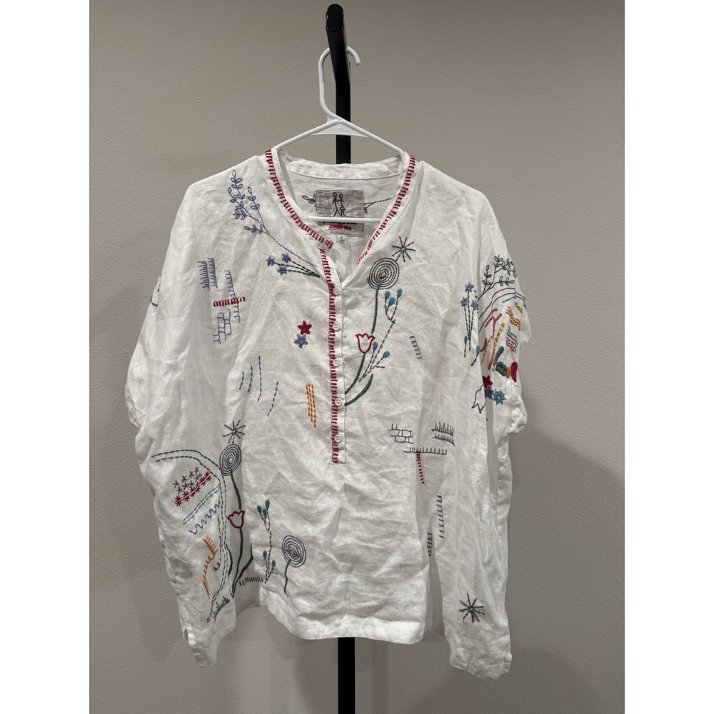 johnny was pete and greta linen shirt embroidered White Size M Short Sleeve